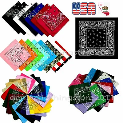 Lot Of 12 Mixed Cotton Paisley Bandanas Face Mask Head Wrap Wholesale In USA • $16.95