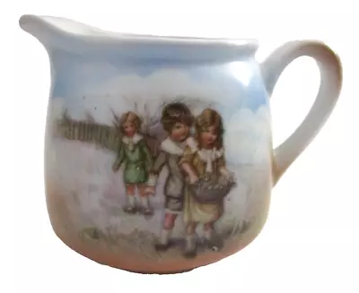 Vintage Hand Painted Porcelain Creamer - Germany 238 Signed - Children In Field • $8.87