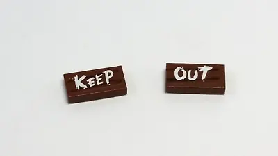 LEGO Western KEEP OUT Sign One Of Each 1x2 Sticker Paint On Wood Grain Plank • $4.55