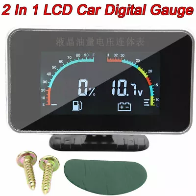 12V/24V Universal 2 Function Car Truck Fuel Level Gauge Meter +Digital Voltmeter • $16.28