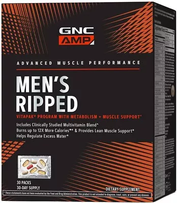 GNC AMP Mens Ripped Vitapak Multivitamins - 30 Pieces Exp 05/25 • $47.99