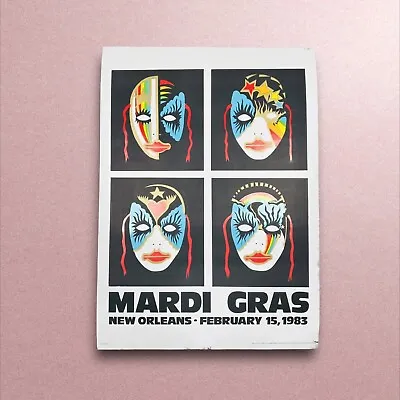 Vintage 1983 Amzie Adams Mardi Gras Lithograph / Silkscreen Poster 20x28” • $106.57