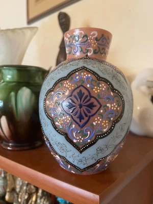 £50 • Buy Antique Harrach Czech Bohemian Glass Vase 1900 Moroccan Style