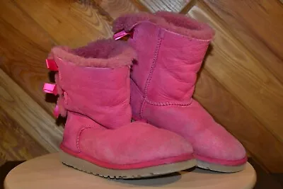 Authentic Ugg Australia Bailey Bow Ii Pink Suede Sheepskin Boot Women Us 4 #3280 • $47.99