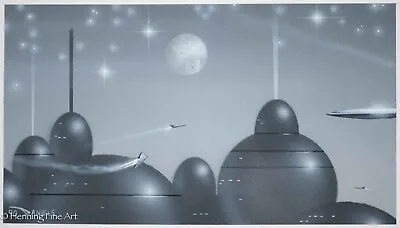 Robert Daniels Jr. Space Illustration Original Acrylic Outer Space City Scape 1 • $995