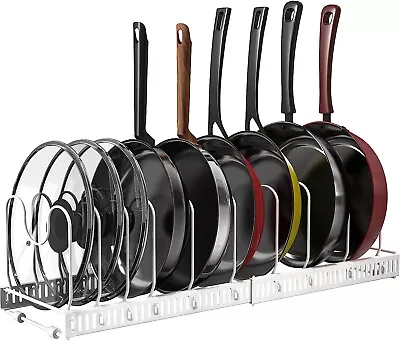 Puricon Pan Organiser Rack Pot Lid Organizers With 10 Dividers Expandable • £16.97