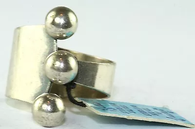 Vtg 1960's New Old Stock Beau Modernist Design Sterling Silver Tall Ball Ring • $35