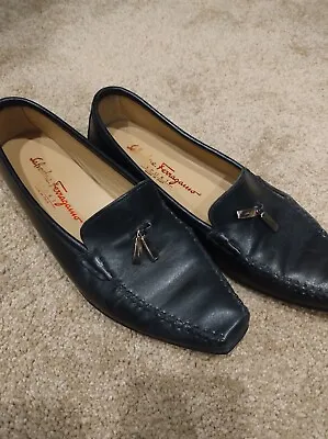 Designer Salvatore Ferragamo Black Flat Loafers AU 8.5 - RRP  $742 • $90