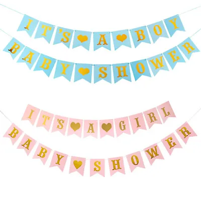 Baby Shower Banners It's A Boy It's A Girl Pink And Blue Decoration Banners • £2.99