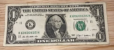 $1 Dollar Bill Fancy Serial Number Unique Trinary 4 Of A Kind 0’s 3 Of A Kind 6 • $8.29