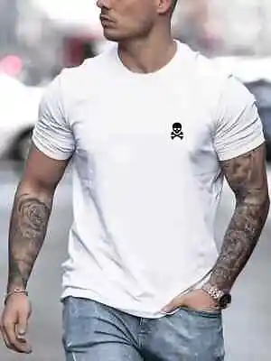 Skull Pattern Classic Fashion Sports T-Shirt Cotton Short Sleeve Tops T For Men • £9.39