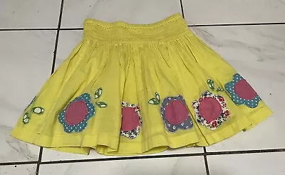 Mini Boden Girls Applique Print Embroidered Flowers Skirt 3-4Y • $9.99