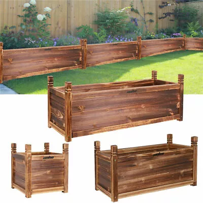 $59.95 • Buy Outdoor Wooden Garden Raised Bed Flowers Herbs Pot Planter Box Porch Patio Decor
