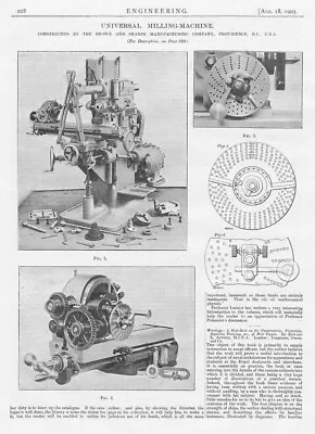 1905 2x Antique Engineering Prints - Universal Milling Machine • £11.99