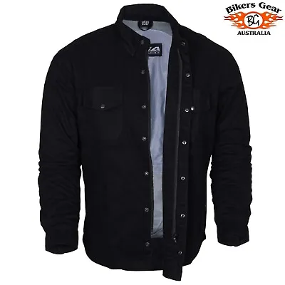 Australian Bikers Gear CE Armoured Motorcycle Shirt Lined With Kevlar BLACK • $85.08