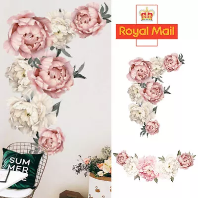 £4.19 • Buy Large Peony Rose Flower Art Wall Sticker Living Room Home Background DIY Decal H