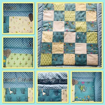 Beautiful Handmade Embroidered Baby Quilt/playmat - Peter Rabbit Sweet Dreams • £25