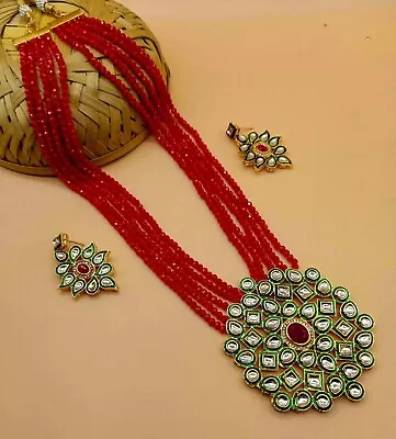 Ethnic Bollywood Bridal Indian Fashion Pearl Kundan White Necklace Jewelry Set • $9.97