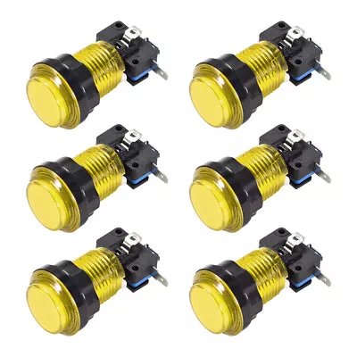 Game Push Button 33.5mm 12V LED Illuminated Switch With Micro Switch Yellow 6pcs • $14.37