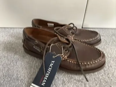 £20 • Buy Yachtsman By Seafarer Brown Leather Boat Shoes Size Uk 7.5 Eur 41 Bnwt
