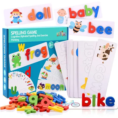 See And Spelling Learning Toy For Kids Age 3-8 Wooden Preschool Educational Toys • $14.94