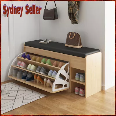 $109.88 • Buy Slipper Shoe Storage Rack Organiser Wooden Shelf Cupboard Box Sitable Bench 