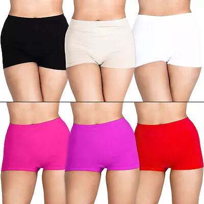 Womens /ladies/girls Soft Stretchy Cotton Plain Boxer Shorts Hot Pants • £3.25