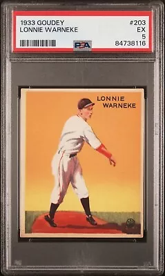 1933 Goudey #203 Lonnie Warneke PSA 5 • $110.50