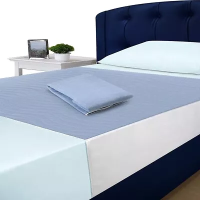 £19.75 • Buy Washable Bed Pad With Tucks,incontinence, Bedwetting  Blue, Pack Of Two