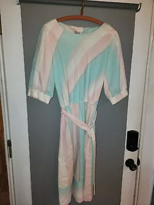 Style Impax Striped Dress Flowy Classic Vintage 80s 18w (Fits Like Large) • $15