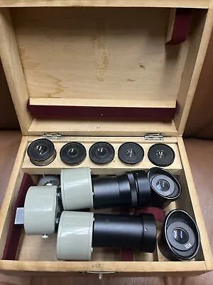 Lot Of Microscope Eyepiece Pace Pol-25 & Ernst Leitz Wetzlar 5X 10X 15X/ Box • $175