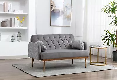 Velvet Sofa Accent Sofa Loveseat Sofa With Metal Feet Sofa Bed With 2 Pillows • $387.98