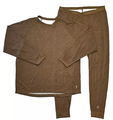 Terramar Base Layer Top Bottoms Mens 2XL Brown Body Sensors Wool Blend Set • $53.98