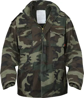 Woodland Camouflage Vintage M-65 Military Field Jacket Army Lightweight M65 Coat • $115.99