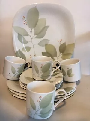 12pc SET For 4 Mikasa China Natural Beauty MEADOWLANDS Dishes Square Plates Cups • $79