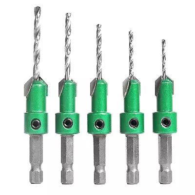 Pro Countersink Drill Bit Set #4 6 8 10 12 5-Piece For WoodHigh Speed  • $34.51