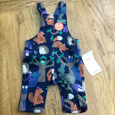 M&S 0-3 Months Baby Dungarees Woodland Animal Design • £7.50