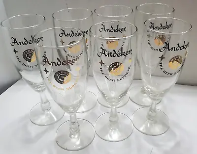 Vintage Pabst Andeker Beer Supreme Stemmed Glasses - Set Of 7 - 1 Gold 6 Black • $19.49