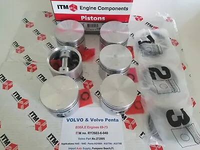 Volvo B30A E -73 164S 164E 69-73 - Penta AQ165A AQ170A B Pistons & Rings (6 • $389.95