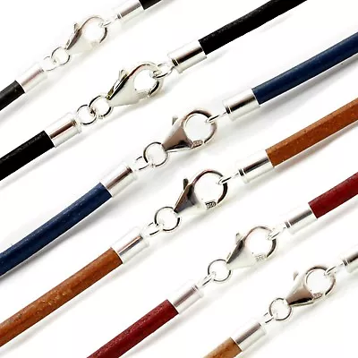 £17.99 • Buy Mens/Ladies 3mm Genuine Greek Leather Cord Necklace With Sterling Silver Clasp