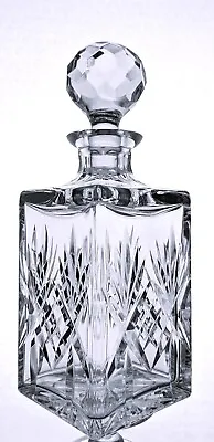 Stunning Heavy Lead Crystal Cut Glass Square Whisky Decanter - 27cm 2kg • £25