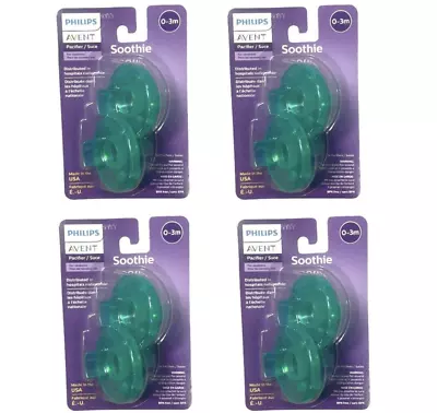 Lot Of 4 Phillips Avent 2-Pack Pacifier Soothie 0-3 Months 8 Pacifiers Total • $13.95