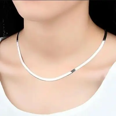 925 Sterling Silver Necklaces Fine 4MM Blade Chain For Woman Man Fashion Jewelry • $1.96