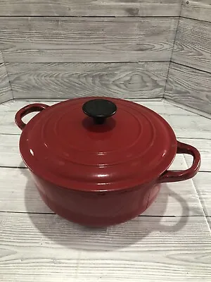 Le Creuset Casserole Dish Pot Size 20 With Lid Double Handled Made In France Red • £35