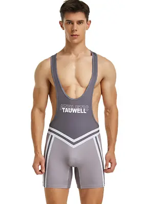 Mens Large Grey Stripe Panel Sexy Lycra Cycle Wrestling Singlet Bodysuit Gay UK • £22.95