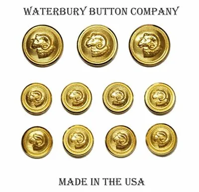 $27.98 • Buy Waterbury RAMS HEAD 24K Gold Finish 11pc Blazer Buttons Button Set Golden Fleece