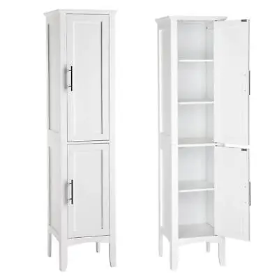 63 In Tall Bathroom Storage Cabinet Linen Tower With Adjustable 5 Shelve Cabinet • $80.99