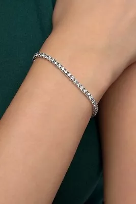 5ct Round-Cut Natural Diamond Tennis Bracelet 14K White Gold Women's 7  • $2199.99