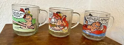 3 Vintage 1978 Garfield Odie McDonald's Glass Coffee Mugs Cups Jim Davis  • $8