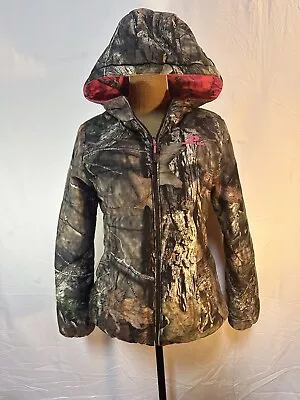 Mossy Oak Break Up Camo Jacket Puffer Insulated Hunting Womens Hood Pink Medium • $31